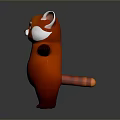 Red Panda Game Movie Character With Open Arms Standing Pose White Facial Features Red Body