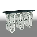 Modern Console Table Featuring Black Countertop And White Arched Base With Green Patterns 3d model
