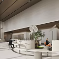 Modern Front Desk Reception Area With Circular Counter Green Plants And Reception Staff