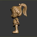 Golden Cartoon Girl Statue With Ponytail Skirt And Shiny Reflective Surface