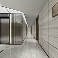 Modern Elevator Lobby With Sleek Flooring Wooden Panels And Ceiling Lighting