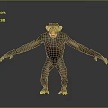 Chimpanzee in standing posture with arms outstretched against gray gradient background 3d model