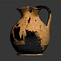 Detailed Ancient Greek Amphora Ceramic Vessel With Carved Figure Artistic Design