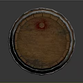 Rustic Wooden Barrel With Metal Hoops Wood Grain And Red Stain