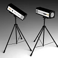 Adjustable Black And White Downlights Spotlights On Tripods For Stage Lighting 3d model