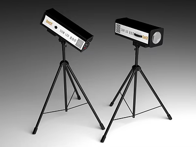 Adjustable Black And White Downlights Spotlights On Tripods For Stage Lighting 3d model