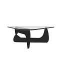 Modern Coffee Table With Glass Top And Unique Black Curved Base Design 3d model