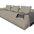 Light Gray Fabric Multi Seat Sofa With Three Cushions And Modern Design 3d model