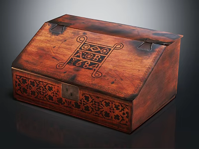 Vintage Style Decorative Ornament Set With Wooden Carved Box And Intricate Decorative Patterns 3d model