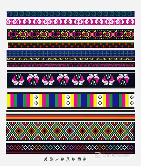 Vibrant Wall Decor Strips Featuring Various Patterns Stripes and Geometric Designs 3d model