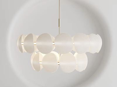 Modern White Round Chandelier with Gold Metal Frame and Decorative Shades 3d model