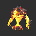 Lava Creature Character With Fiery Rock Body And Glowing Yellow Features