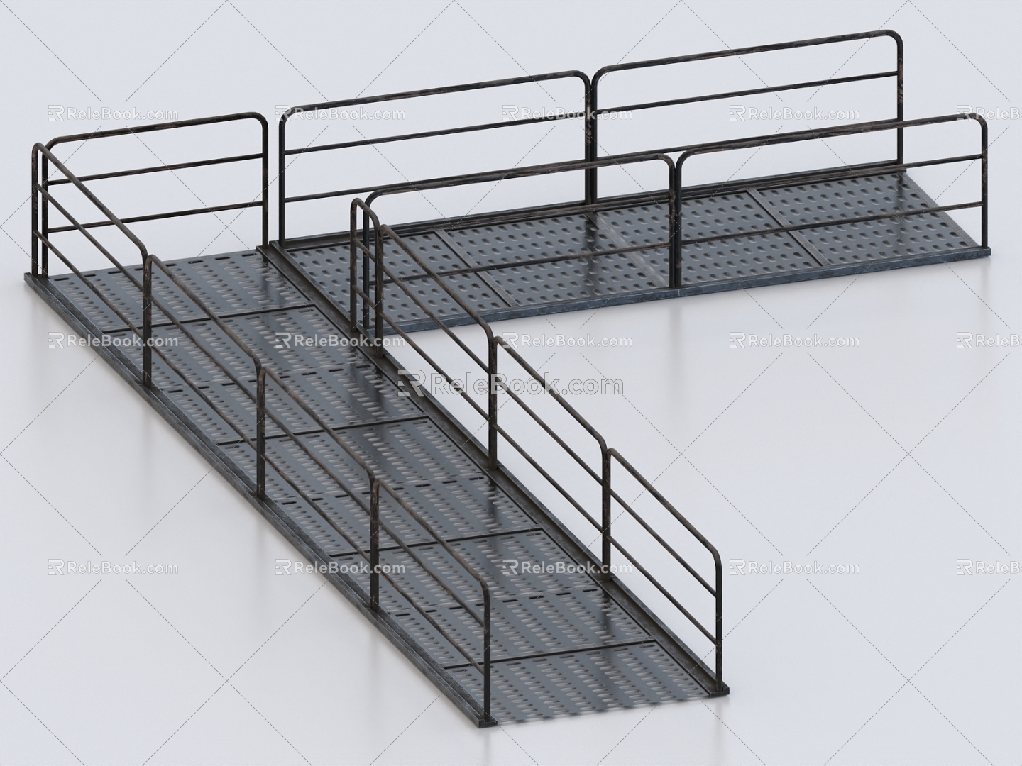 Guardrail handrail metal bridge connecting channel 3d model