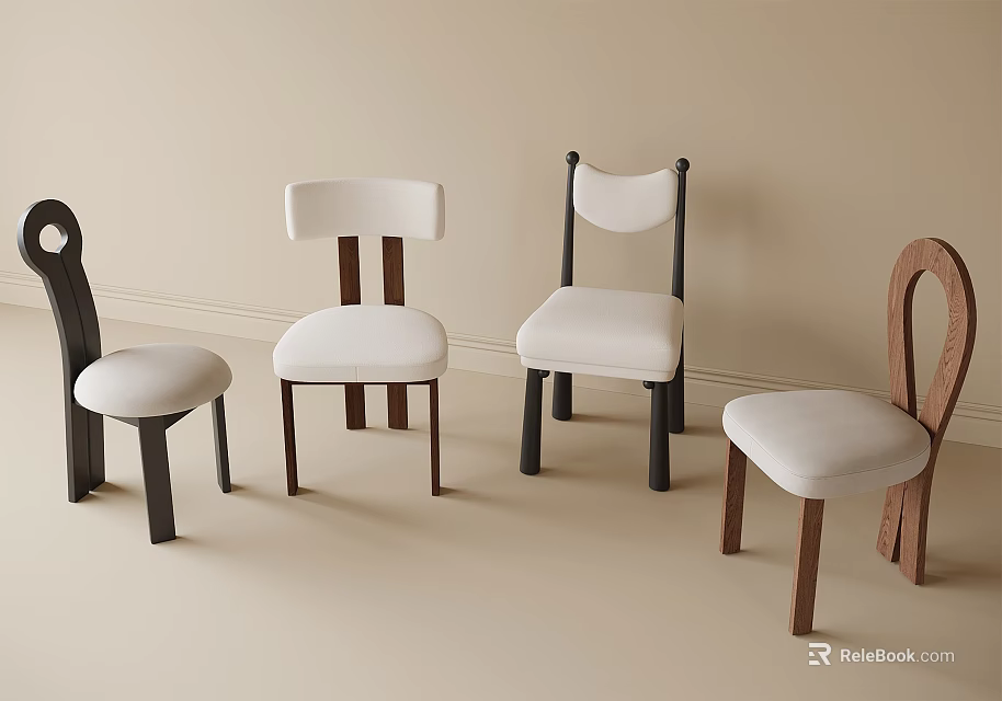 Stylish Single Chair with Various Designs and Wooden Frames for Modern Home Decor 3d model 