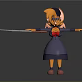 Cartoon Character With Orange Hair Glasses Purple Dress Red Top Outstretched Arms And Baton
