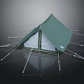 Green Outdoor Tent Furniture Design with White Panels and Support Poles