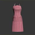 Red Checkered Apron with Halter Neck Design and Classic Pattern 3d model