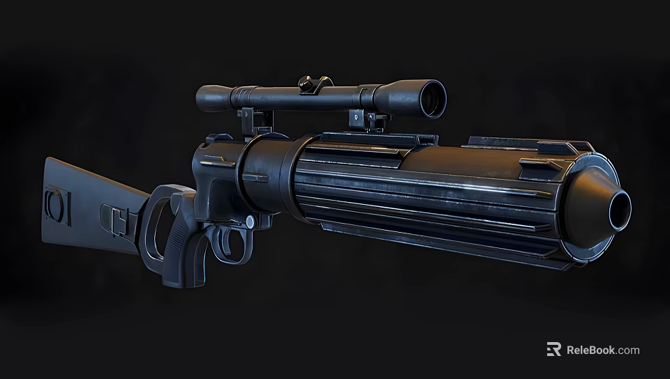 Tactical Black Sniper Rifle With Mounted Scope And Ergonomic Grip 3d model 