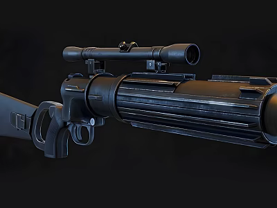 Tactical Black Sniper Rifle With Mounted Scope And Ergonomic Grip 3d model