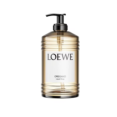 LOEWE OREGANO Liquid Soap Bathroom Accessory With Golden Bottle And Black Pump 3d model