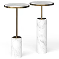 Modern Functional Desk With White Marble Base And Brass Metal Stand 3d model