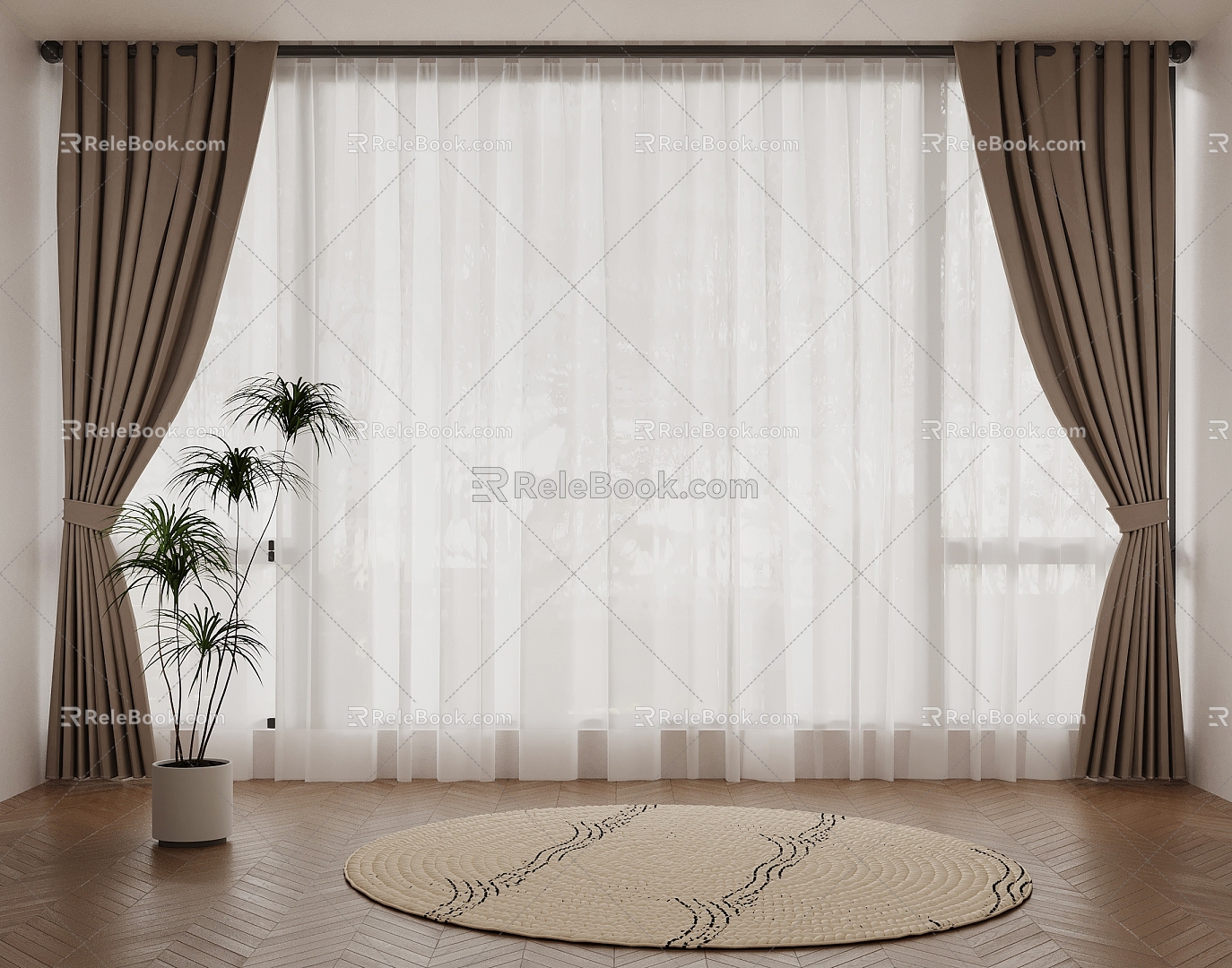 curtain transparent gauze curtain cloth curtain 3d model