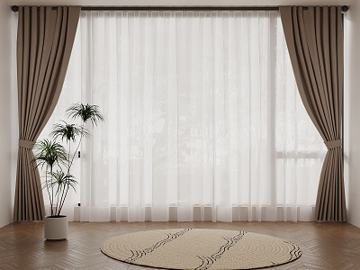 curtain transparent gauze curtain cloth curtain 3d model