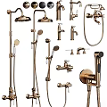 Shower Faucet Components With Rainfall Head Handheld Sprayer And Taps Brass Finish Modern Bathroom Fixtures