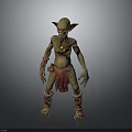 Goblin Creature 3D Model With Green Skin Pointed Ears Red Loincloth And Strapped Boots