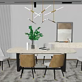 Modern Dining Table and Chair Combination Dining Table and Chair 3d model
