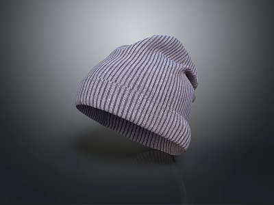 Warm Purple Striped Knitted Beanie on Gray Background with Soft Knit Texture 3d model Warm Purple Striped Knitted Beanie on Gray Background with Soft Knit Texture 3d model