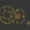 Ornate Circular Household Items With Wooden Frame And Intricate Patterned Designs