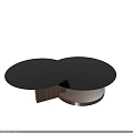 Modern Coffee Table With Glass Top And Wooden Circular Base Design