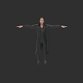 Game and Movie Character Male with Dark Long Coat Arms Outstretched Gray Background