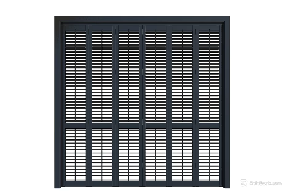 Black Louvered Folding Door With Modern Sleek Design For Interior Spaces 3d model 