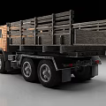 Orange Classic Truck with Wooden Cargo Bed Vintage Design and Black Accents