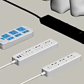 Different Power Strips With Multiple Sockets In White And Black Colors For Home Use 3d model