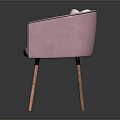 Pink Single Sofa With Diamond Stitching Light Gray Cushion Wooden Legs And White Pillow