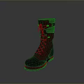 Stylish red and black lace up boots with durable thick sole for daily wear