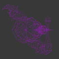 Ornate Green Curved Weapon with Purple Accents Golden Rings and Decorative Head