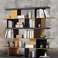 Modern Bookcase Design With Multiple Shelves Books Decorative Items And Floor Lamp