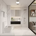 Elegant Modern Apartment Interior With Sofa Bed Built in Bookshelves And City View Window