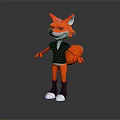 Red Fox Character in Black Outfit With White Soled Boots 3D Model Pose
