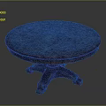 Round Wooden Table With Textured Top And Ornate Carved Legs Design