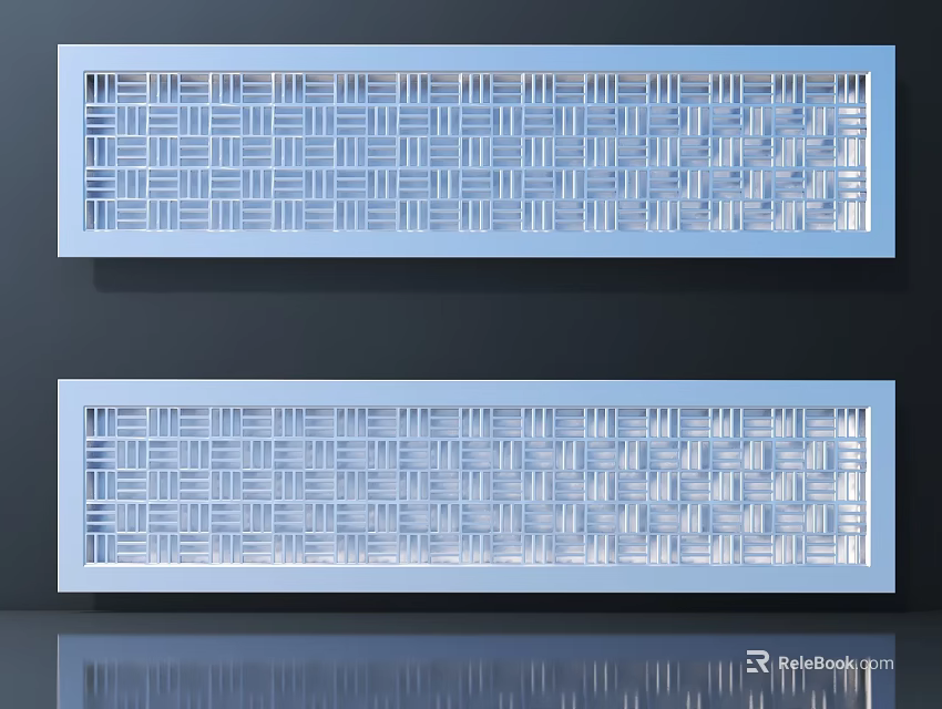 Modern Light Blue Woven Texture Room Dividers With Reflective Base Design 3d model 
