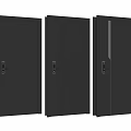 Three Modern Black Security Doors With Striped And Smooth Panel Designs 3d model