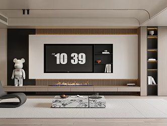 TV background wall TV fireplace ornaments 3d model