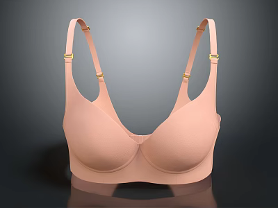 Daily Life Essential Pink Bra With Adjustable Straps And Golden Clasps Design 3d model