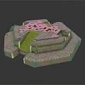Detailed Ancient Stone Structure With Layered Steps And Textured Bricks
