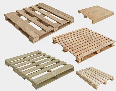 Industrial Equipment Featuring Various Wooden Pallets For Logistics And Storage 3d model